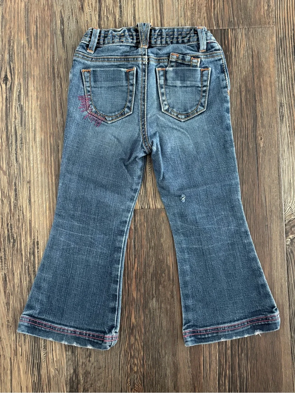 Y2K Baby Gap Denim Stretch Jeans 3T Blue Pink Stitch “Gap 1969” Embroidered ‘06